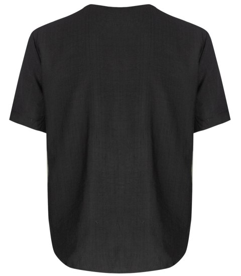 Koszula z krótkim rękawem asymetryczny przód i nadruk PANAMA (Czarny) L/XL Koszula z krótkim rękawem asymetryczny przód i nadruk PANAMA (Czarny) L/XL