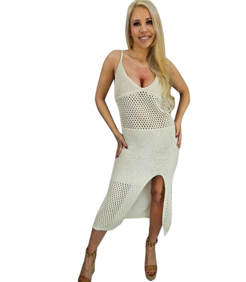 Letnia sukienka na ramiączkach z rozcięciem Kobieca MAXI Letnia sukienka na ramiączkach z rozcięciem Kobieca MAXI