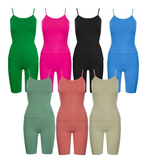 Sportowy zestaw komplet legginsy + top na ramiączka TULLY (Różowy) S/M Sportowy zestaw komplet legginsy + top na ramiączka TULLY (Różowy) S/M