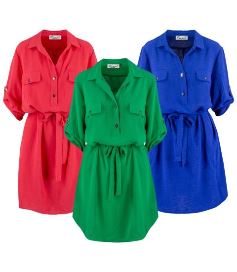Sukienka szmizjerka basic tunika midi plus size MARIBEL (Zielony) 50 Sukienka szmizjerka basic tunika midi plus size MARIBEL (Zielony) 50