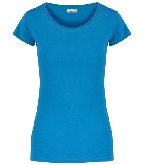 T-shirt koszulka krótki rękaw dopasowanyy krój okrągły dekolt ELIZA (Niebieski) 3XL (46)