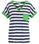 T-shirt koszulka krótki rękaw w paski z kieszonką MIRACLE (Zielony || Biały || Granatowy)