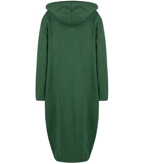 Cienka długa bluza z dłuższym tyłem i kapturem PAOLA (Zielony) Cienka długa bluza z dłuższym tyłem i kapturem PAOLA (Zielony)