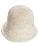 Kapelusz słomkowy pleciony BUCKET HAT z ozdobną blaszką (Ecru)