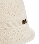 Kapelusz słomkowy pleciony BUCKET HAT z ozdobną blaszką (Ecru)