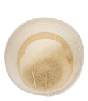 Kapelusz słomkowy pleciony BUCKET HAT z ozdobną blaszką (Ecru)