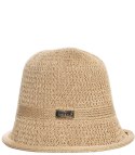 Kapelusz słomkowy pleciony BUCKET HAT z ozdobną blaszką (Brązowy)