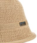 Kapelusz słomkowy pleciony BUCKET HAT z ozdobną blaszką (Brązowy)