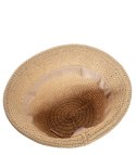 Kapelusz słomkowy pleciony BUCKET HAT z ozdobną blaszką (Brązowy)