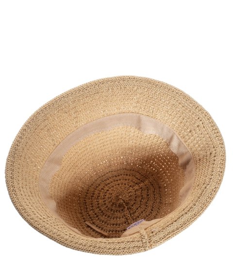 Kapelusz słomkowy pleciony BUCKET HAT z ozdobną blaszką (Brązowy) Kapelusz słomkowy pleciony BUCKET HAT z ozdobną blaszką (Brązowy)