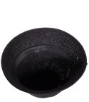 Kapelusz słomkowy pleciony BUCKET HAT z ozdobną blaszką (Czarny)