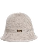 Kapelusz słomkowy pleciony BUCKET HAT z ozdobną blaszką (Szary)