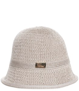 Kapelusz słomkowy pleciony BUCKET HAT z ozdobną blaszką (Szary)