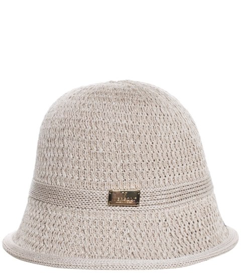 Kapelusz słomkowy pleciony BUCKET HAT z ozdobną blaszką (Szary)