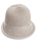 Kapelusz słomkowy pleciony BUCKET HAT z ozdobną blaszką (Szary)