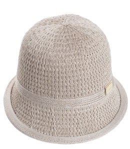 Kapelusz słomkowy pleciony BUCKET HAT z ozdobną blaszką (Szary)