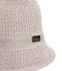 Kapelusz słomkowy pleciony BUCKET HAT z ozdobną blaszką (Szary)
