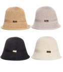 Kapelusz słomkowy pleciony BUCKET HAT z ozdobną blaszką (Szary)