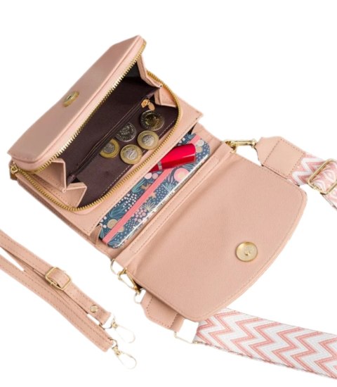Mała prostokątna mini torebka kopertówka elegancka stylowa 2 komory 2 paski (Beżowy) Mała prostokątna mini torebka kopertówka elegancka stylowa 2 komory 2 paski (Beżowy)