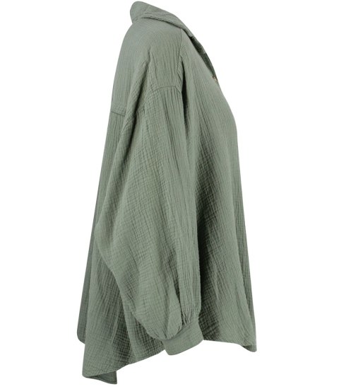 Muślinowa luźna koszula krótka oversize LAMBADA (Zielony) Muślinowa luźna koszula krótka oversize LAMBADA (Zielony)