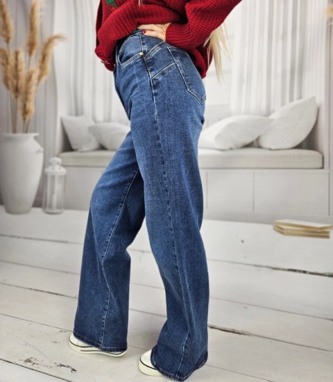 Spodnie jeansowe damskie Jeansy baggy klasyczne niebieskie KATHRYN 36 Spodnie jeansowe damskie Jeansy baggy klasyczne niebieskie KATHRYN 36