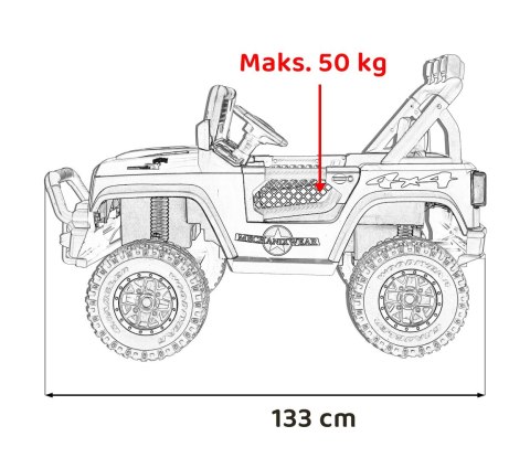 Autko terenowe Geoland Power dla 2 dzieci Różowy + Pilot + Silniki 2x200W + Bagażnik + Radio MP3 + LED