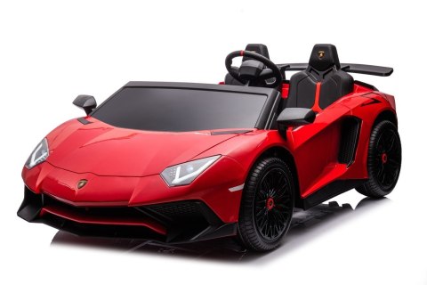 Lamborghini Aventador SV na akumulator dla 2 dzieci Czerwony + Silnik bezszczotkowy + Pompowane koła + Audio LED Lamborghini Aventador SV na akumulator dla 2 dzieci Czerwony + Silnik bezszczotkowy + Pompowane koła + Audio LED