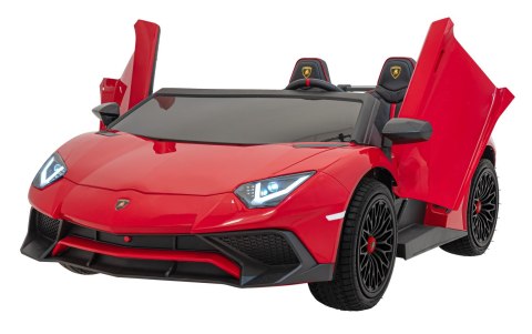 Lamborghini Aventador SV na akumulator dla 2 dzieci Czerwony + Silnik bezszczotkowy + Pompowane koła + Audio LED Lamborghini Aventador SV na akumulator dla 2 dzieci Czerwony + Silnik bezszczotkowy + Pompowane koła + Audio LED