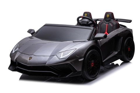 Lamborghini Aventador SV na akumulator dla 2 dzieci Szary + Silnik bezszczotkowy + Pompowane koła + Audio LED Lamborghini Aventador SV na akumulator dla 2 dzieci Szary + Silnik bezszczotkowy + Pompowane koła + Audio LED
