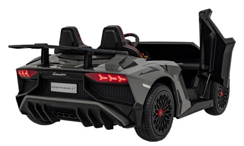 Lamborghini Aventador SV na akumulator dla 2 dzieci Szary + Silnik bezszczotkowy + Pompowane koła + Audio LED Lamborghini Aventador SV na akumulator dla 2 dzieci Szary + Silnik bezszczotkowy + Pompowane koła + Audio LED