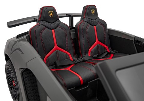 Lamborghini Aventador SV na akumulator dla 2 dzieci Szary + Silnik bezszczotkowy + Pompowane koła + Audio LED Lamborghini Aventador SV na akumulator dla 2 dzieci Szary + Silnik bezszczotkowy + Pompowane koła + Audio LED