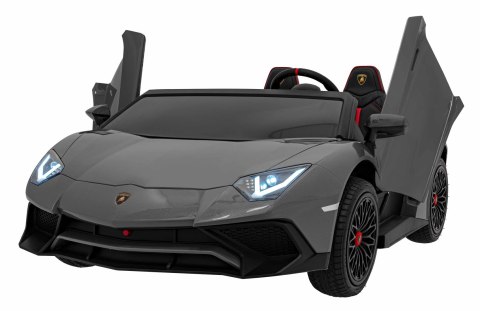 Lamborghini Aventador SV na akumulator dla 2 dzieci Szary + Silnik bezszczotkowy + Pompowane koła + Audio LED Lamborghini Aventador SV na akumulator dla 2 dzieci Szary + Silnik bezszczotkowy + Pompowane koła + Audio LED