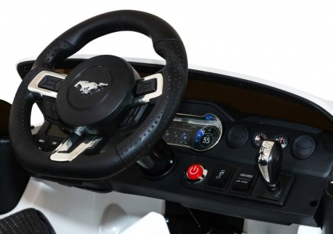 Autko Ford Mustang GT na akumulator dla dzieci Biały + Regulacja siedzenia + Audio LED + EVA + Wolny Start Autko Ford Mustang GT na akumulator dla dzieci Biały + Regulacja siedzenia + Audio LED + EVA + Wolny Start