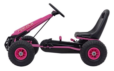 Gokart na Pedały AIR PerHour dla dzieci Różowy + Hamulec ręczny + Pompowane koła + Regulacja siedzenia Gokart na Pedały AIR PerHour dla dzieci Różowy + Hamulec ręczny + Pompowane koła + Regulacja siedzenia