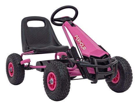Gokart na Pedały AIR PerHour dla dzieci Różowy + Hamulec ręczny + Pompowane koła + Regulacja siedzenia Gokart na Pedały AIR PerHour dla dzieci Różowy + Hamulec ręczny + Pompowane koła + Regulacja siedzenia