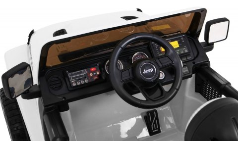 Jeep Wrangler Rubicon na akumulator dla dzieci Biały + Pilot Jeep Wrangler Rubicon na akumulator dla dzieci Biały + Pilot