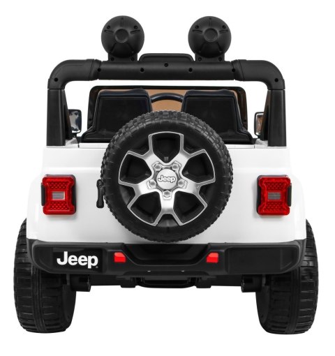 Jeep Wrangler Rubicon na akumulator dla dzieci Biały + Pilot Jeep Wrangler Rubicon na akumulator dla dzieci Biały + Pilot