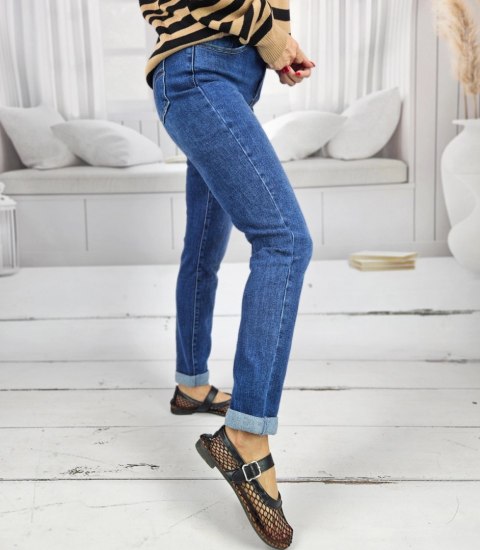 Spodnie jeansowe damskie Jeansy rurki klasyczne niebieskie JOVIE 48....->44 Spodnie jeansowe damskie Jeansy rurki klasyczne niebieskie JOVIE 48....->44