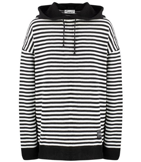 Sweter damski w paski z kapturem ciepły luźny MIRIAM (Biały || Wielokolorowy || Czarny) Sweter damski w paski z kapturem ciepły luźny MIRIAM (Biały || Wielokolorowy || Czarny)