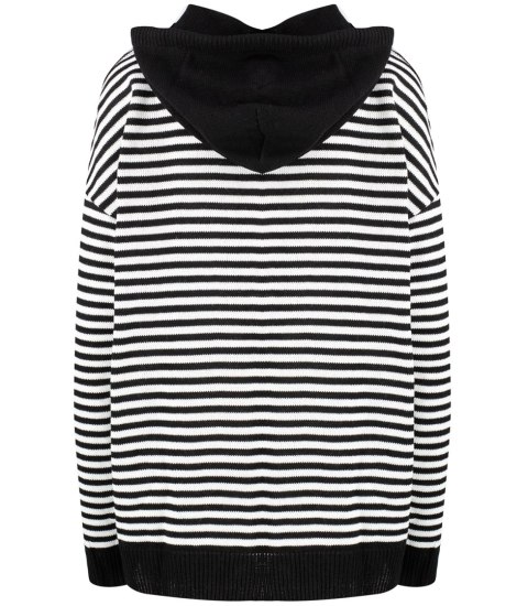 Sweter damski w paski z kapturem ciepły luźny MIRIAM (Biały || Wielokolorowy || Czarny) Sweter damski w paski z kapturem ciepły luźny MIRIAM (Biały || Wielokolorowy || Czarny)