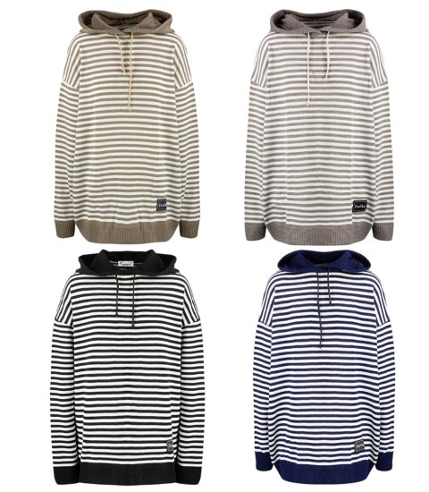 Sweter damski w paski z kapturem ciepły luźny MIRIAM (Biały || Wielokolorowy || Czarny) Sweter damski w paski z kapturem ciepły luźny MIRIAM (Biały || Wielokolorowy || Czarny)
