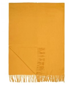 Szal szalik Gruba Chusta frędzle jednokolorowy ciepły miękki 200x70 cm (Żółty)