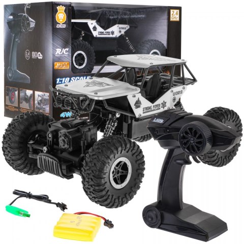 Crawler Monster dla dzieci 6+ Zdalnie sterowany Srebrny model 1:18 Ekstremalna jazda Crawler Monster dla dzieci 6+ Zdalnie sterowany Srebrny model 1:18 Ekstremalna jazda