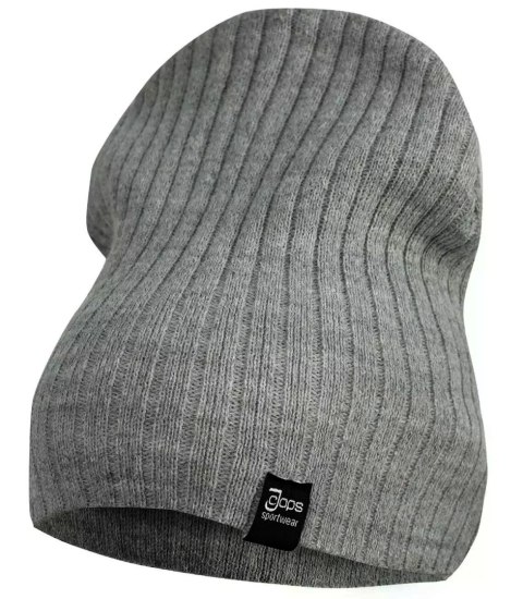 Dzianinowa czapka Beanie UNISEX w prążki (Szary) Dzianinowa czapka Beanie UNISEX w prążki (Szary)