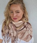 Szal szalik Chusta Stylowy ciepły abstrakcyjny miękki gładki 180x70 cm (Wielokolorowy || Beżowy)