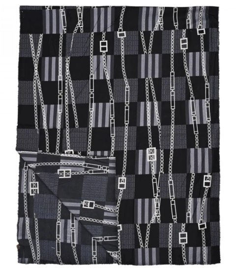 Szal szalik Chusta Stylowy ciepły w kratę miękki gładki 180x75 cm (Czarny) Szal szalik Chusta Stylowy ciepły w kratę miękki gładki 180x75 cm (Czarny)