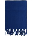 Szal szalik Gruba Chusta frędzle jednokolorowy ciepły miękki 180x45 cm (Granatowy)