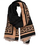 Szal szalik Chusta Stylowy ciepły aztecki wzór miękki gładki 180x65 cm (Wielokolorowy || Czarny)