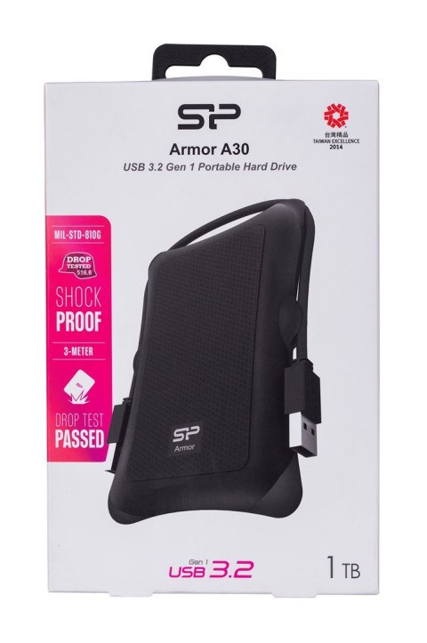 Dysk zewnętrzny HDD Silicon Power Armor A30 (1TB; 2.5"; USB 3.2; 5400 obr/min; Black; SP010TBPHDA30S3A) Dysk zewnętrzny HDD Silicon Power Armor A30 (1TB; 2.5"; USB 3.2; 5400 obr/min; Black; SP010TBPHDA30S3A)
