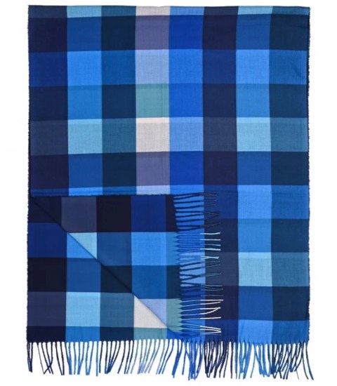 Szal szalik Chusta frędzle ciepły w kratę miękki gładki 175x75 cm (Wielokolorowy || Niebieski) Szal szalik Chusta frędzle ciepły w kratę miękki gładki 175x75 cm (Wielokolorowy || Niebieski)